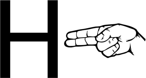 Asl Sign Language Letter H Coloring Page